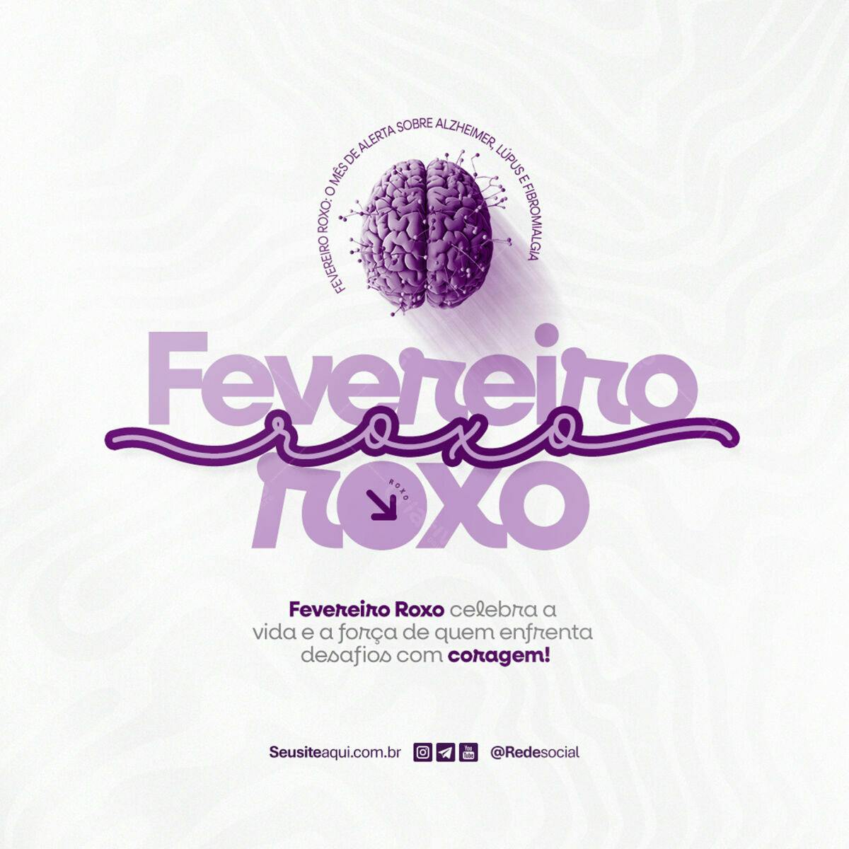 Flyer Fevereiro Roxo PSD Editável