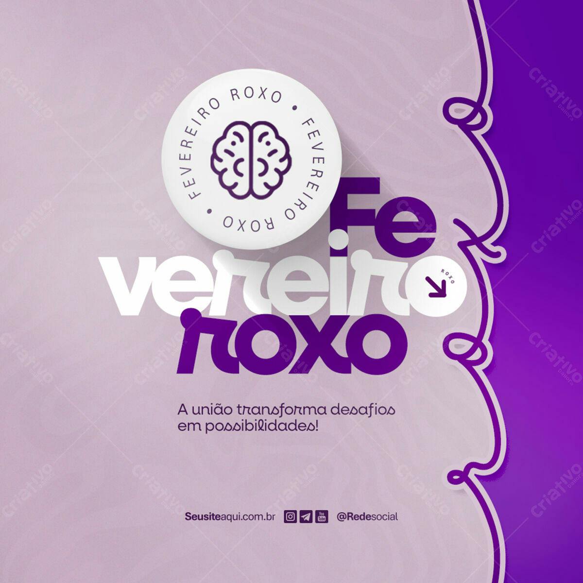 Flyer Fevereiro Roxo PSD Editável