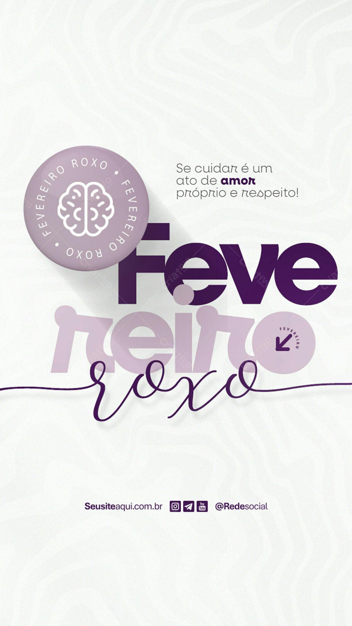 Flyer Fevereiro Roxo PSD Editável