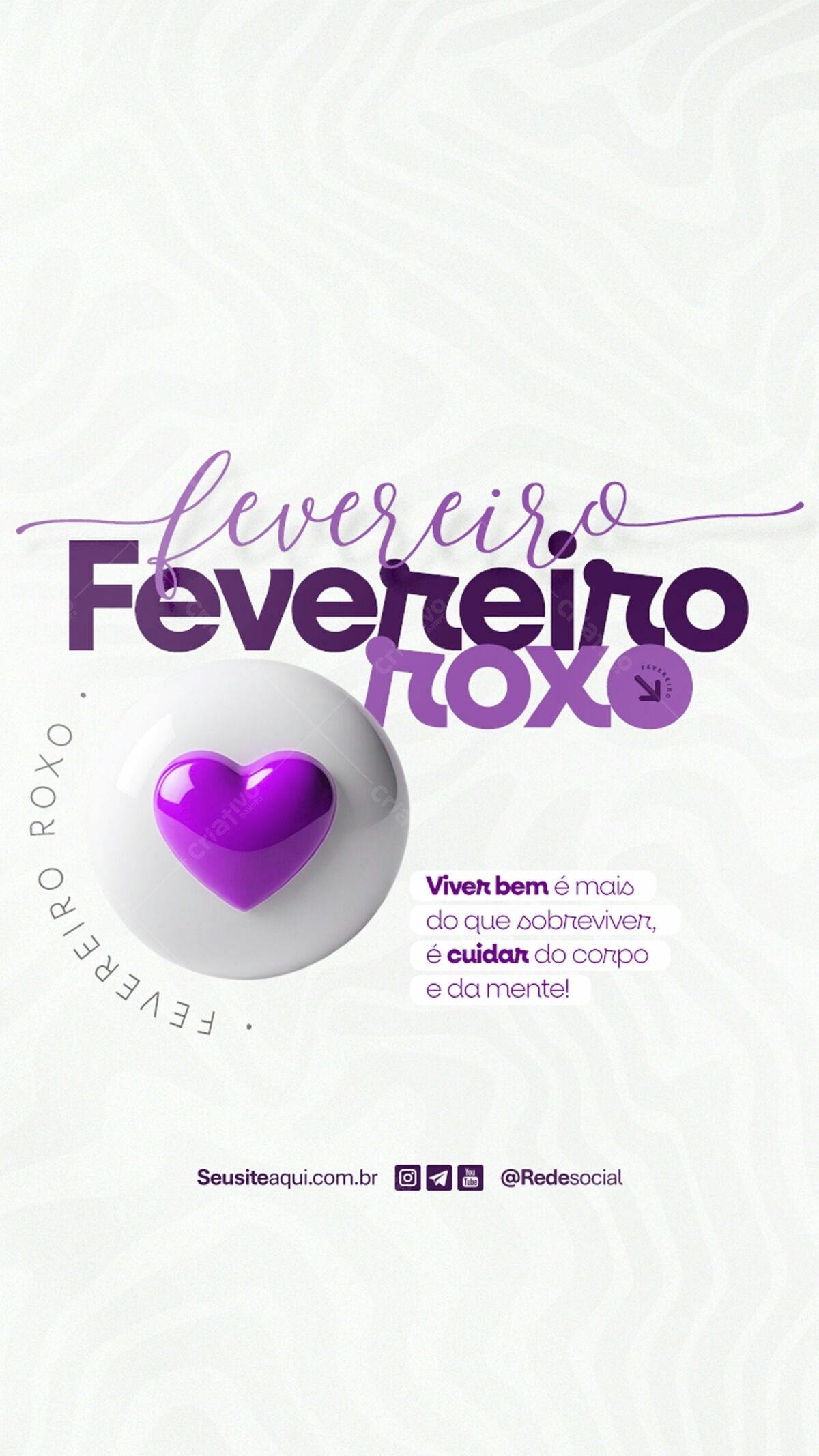 Flyer Fevereiro Roxo PSD Editável