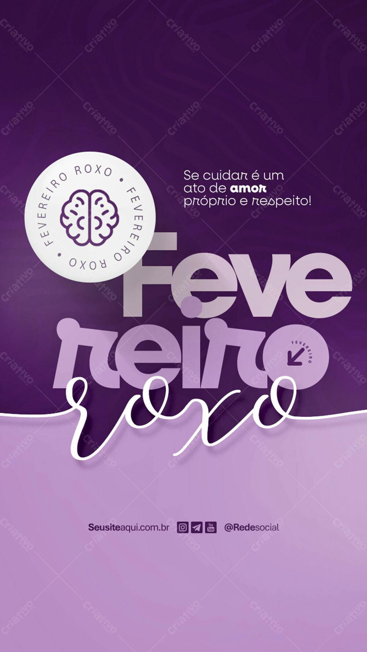 Flyer Fevereiro Roxo PSD Editável