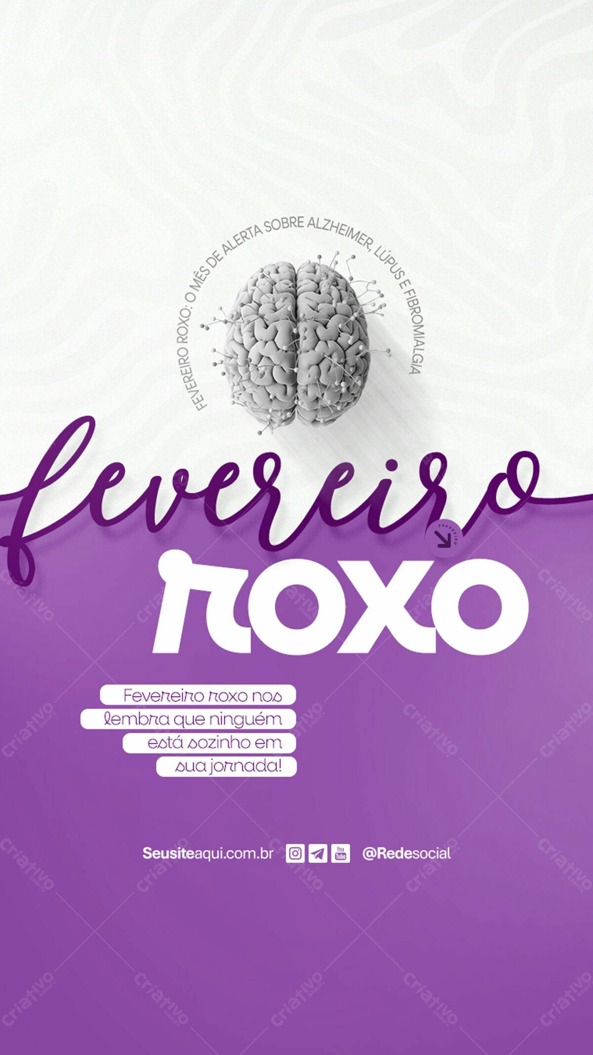 Flyer Fevereiro Roxo PSD Editável