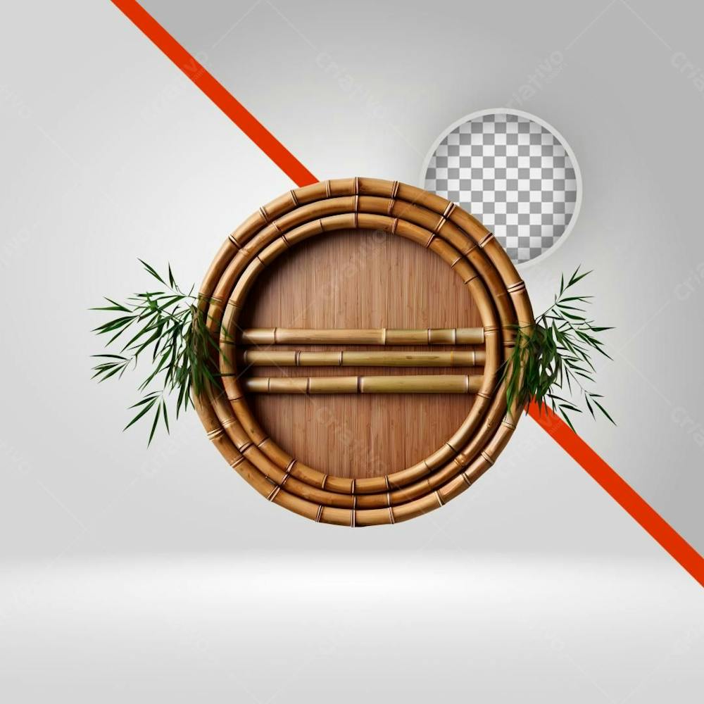 Círculo De Bambu 3D, Elemento Png Pra Texto E Flyers, Samba