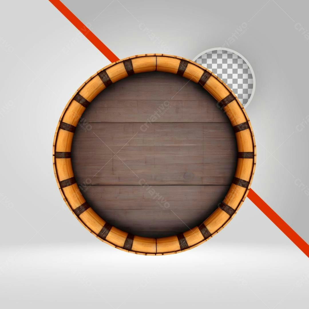 Moldura Circular Madeira PNG com fundo transparente
