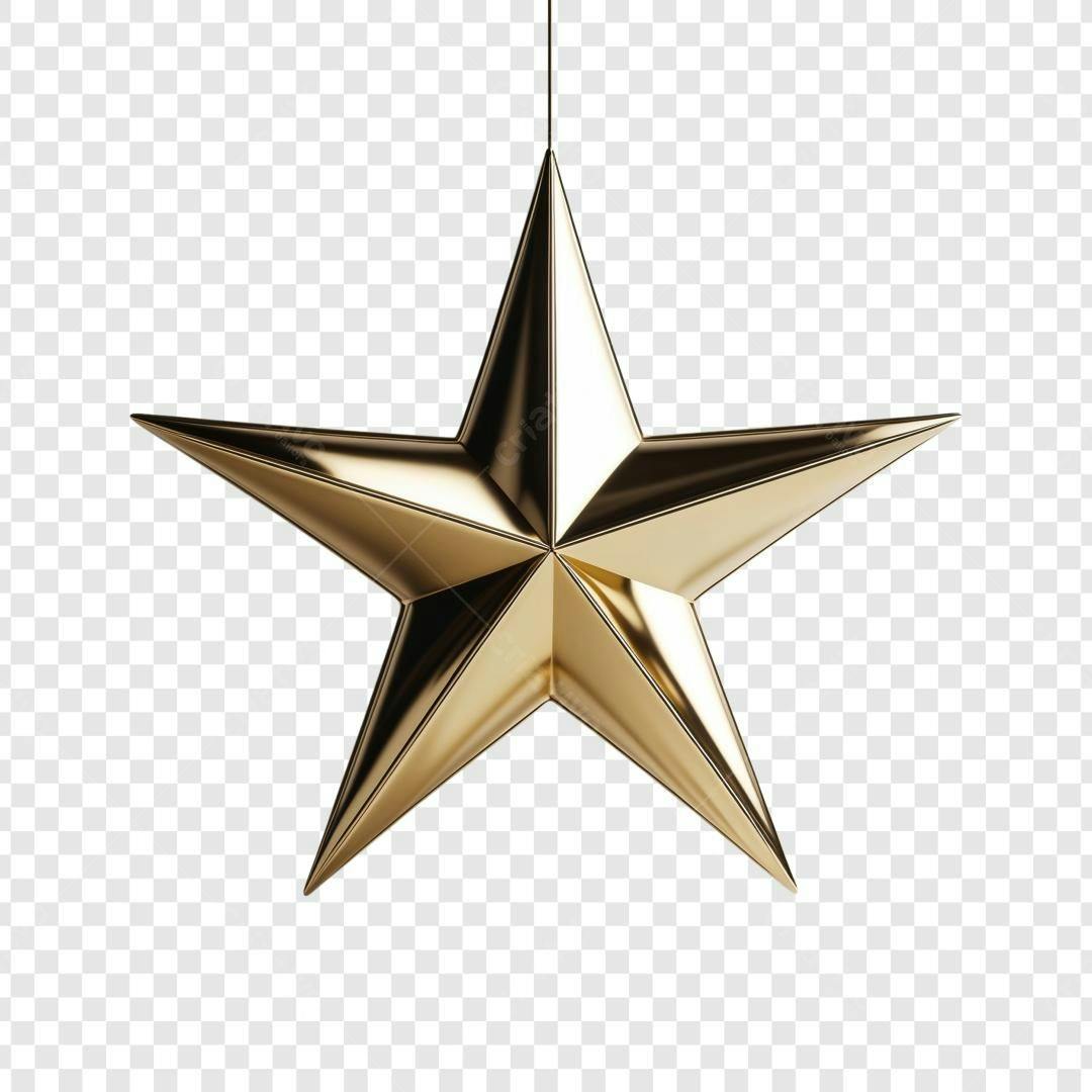 Icone Natal Estrela Dourada PNG com fundo transparente
