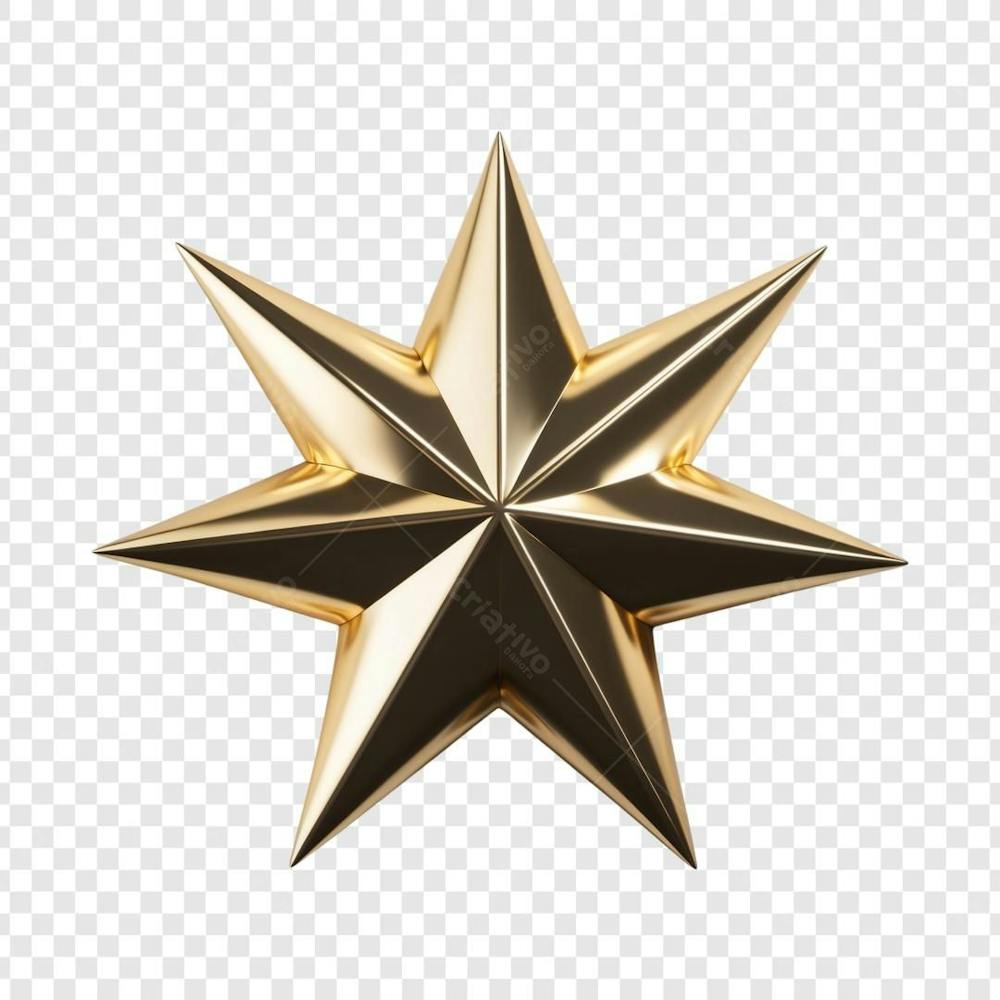 Estrela Dourada 3D Para Composição Png