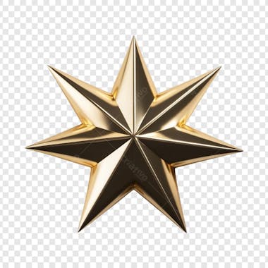 Estrela Dourada 3D Para Composição Png