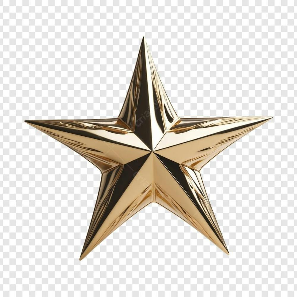 Estrela Dourada 3D Para Composição Png