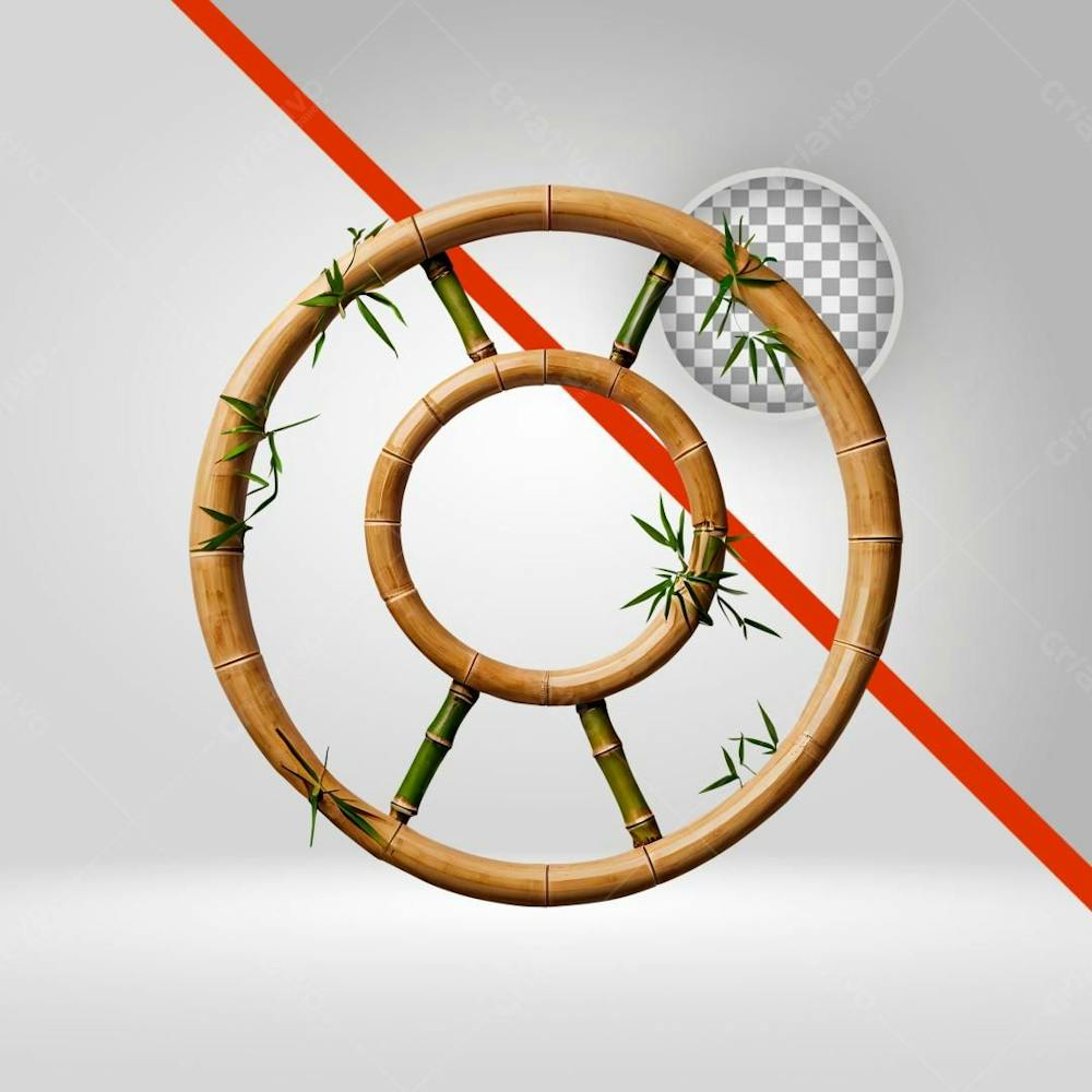 Círculo De Bambu 3D, Elemento Png Pra Texto E Flyers, Roda