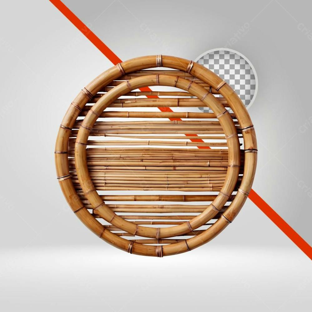 Círculo De Bambu 3D, Elemento Png Pra Texto E Flyers, Selva