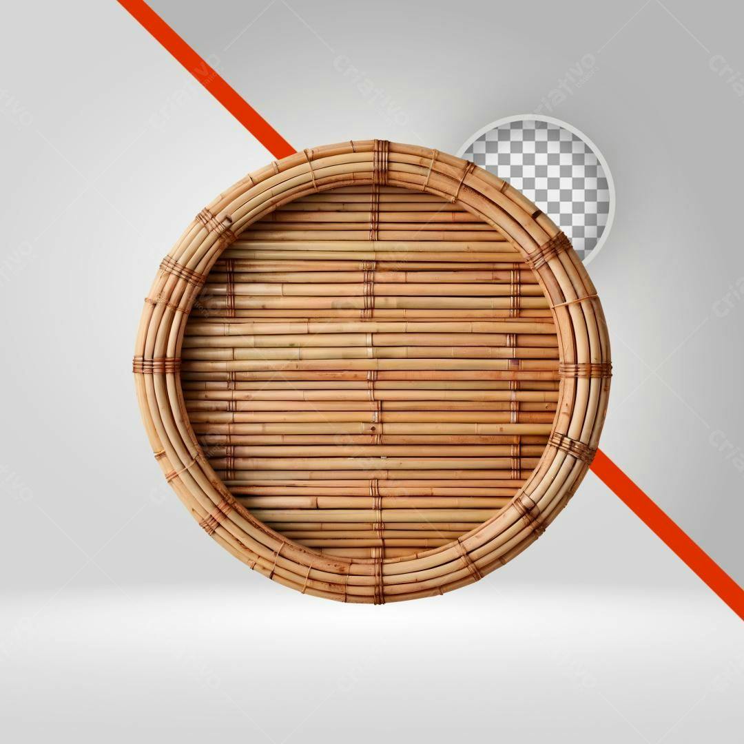 Moldura redonda de bambu PNG com fundo transparente