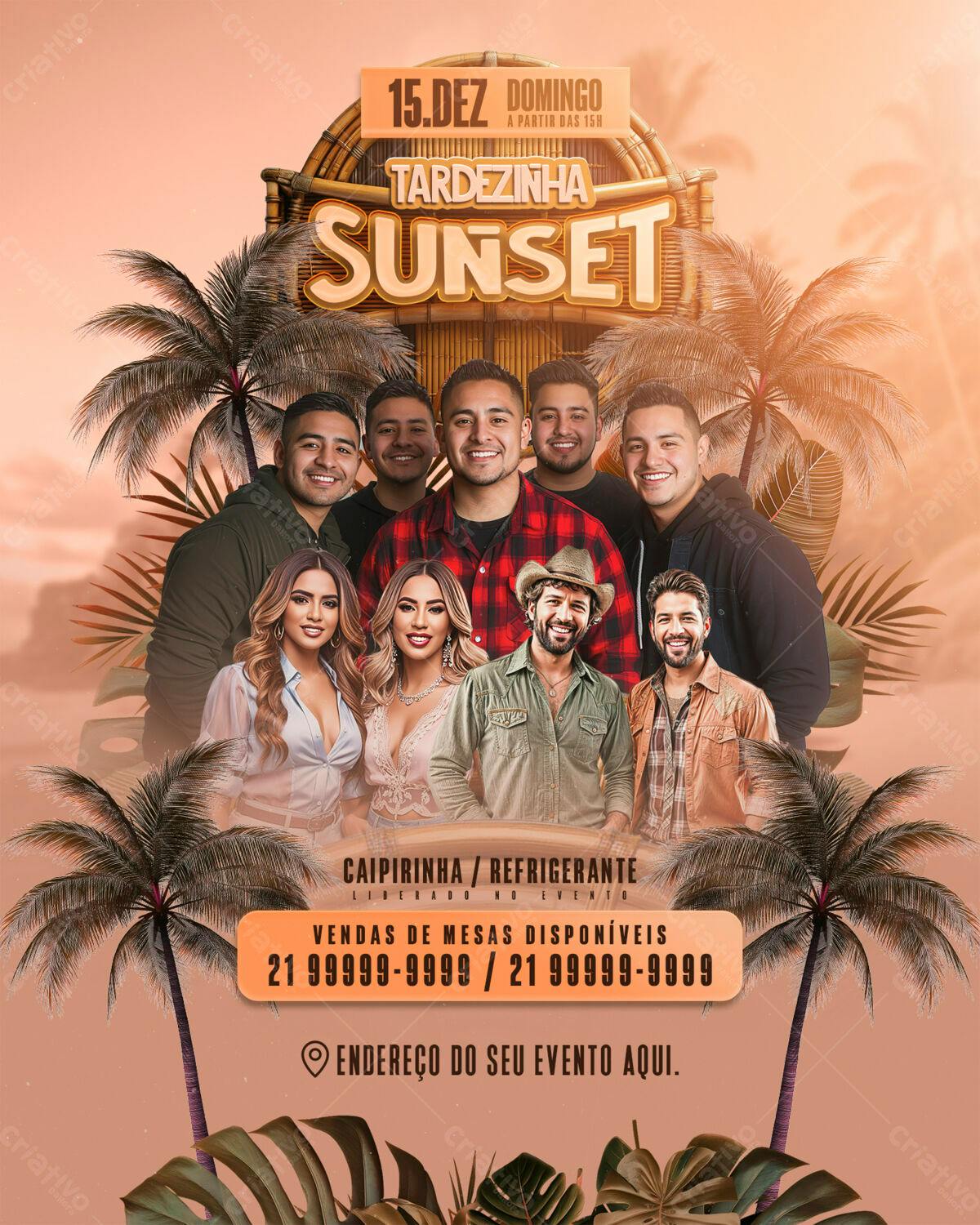 Flyer para Festa Sunset Tardezinha PSD Editável