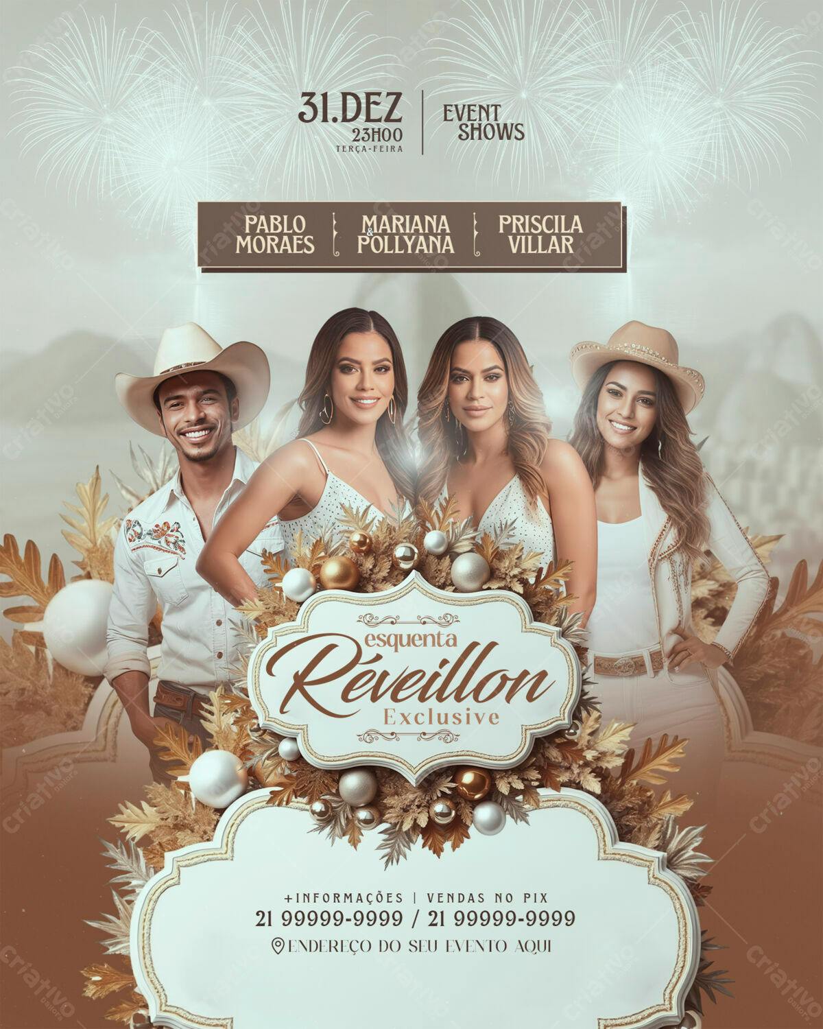 Flyer para Esquenta de Réveillon PSD Editável