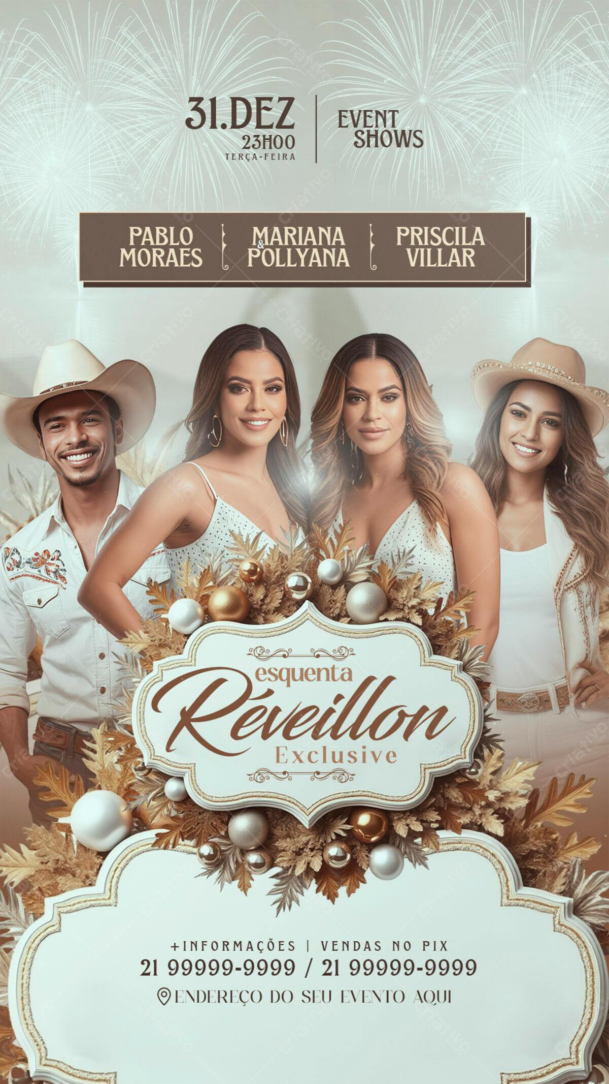 Flyer Réveillon Exclusivo PSD Editável