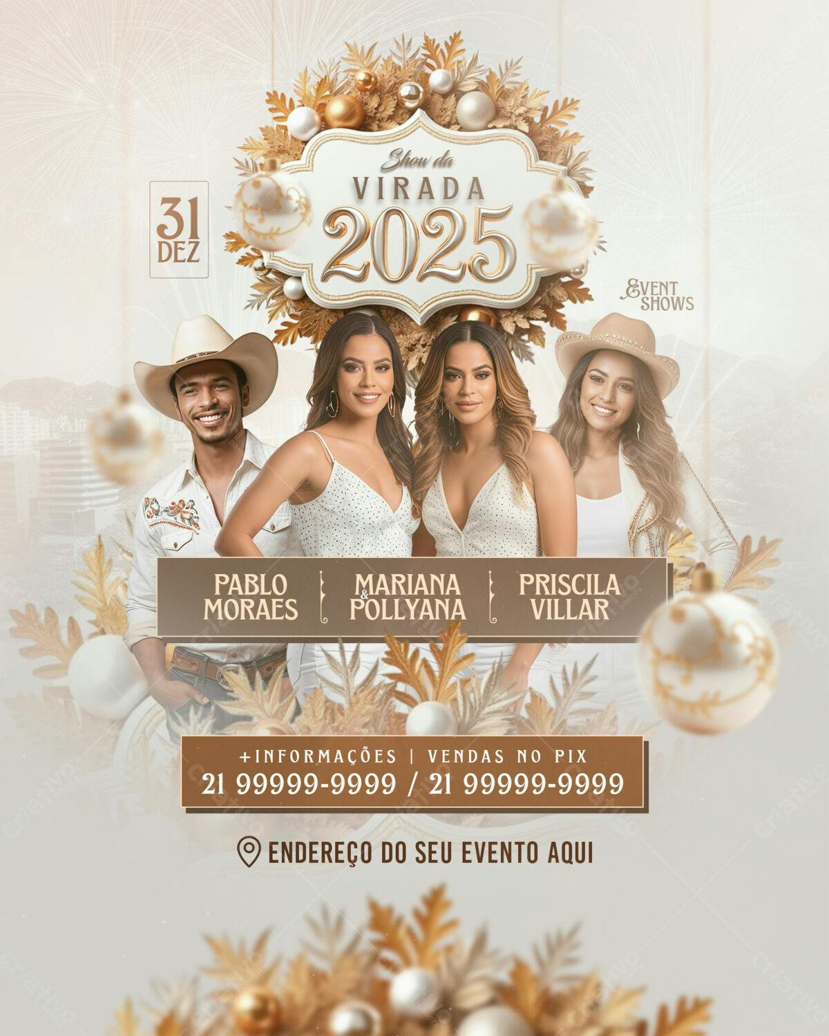 Flyer para Réveillon 2025 PSD Editável