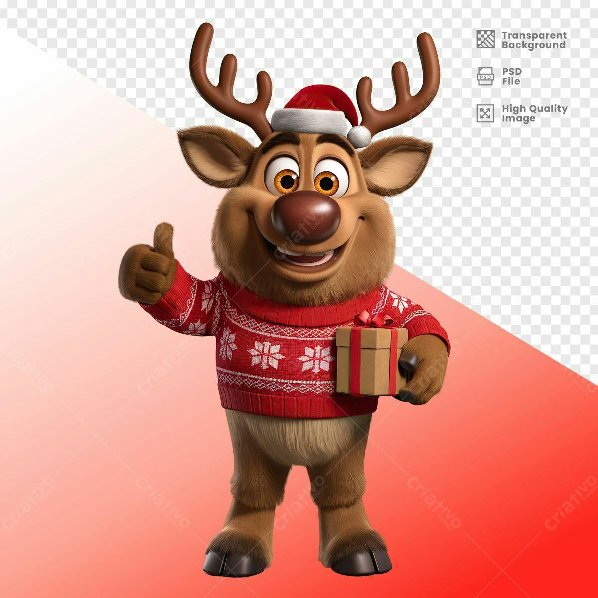 Personagem Rena Natalino PSD Editável