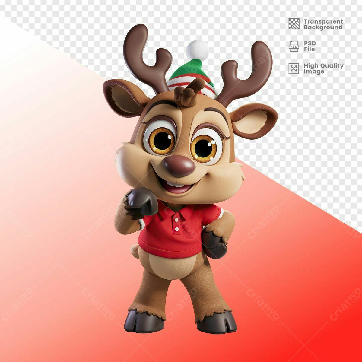 Mascote Rena Natalino PSD Editável