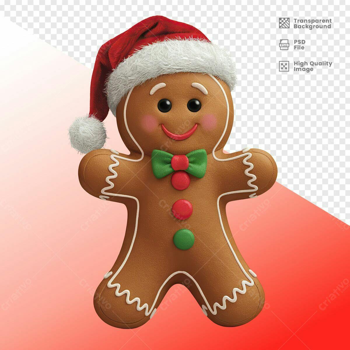 Boneco de Gengibre Natalino PSD Editável
