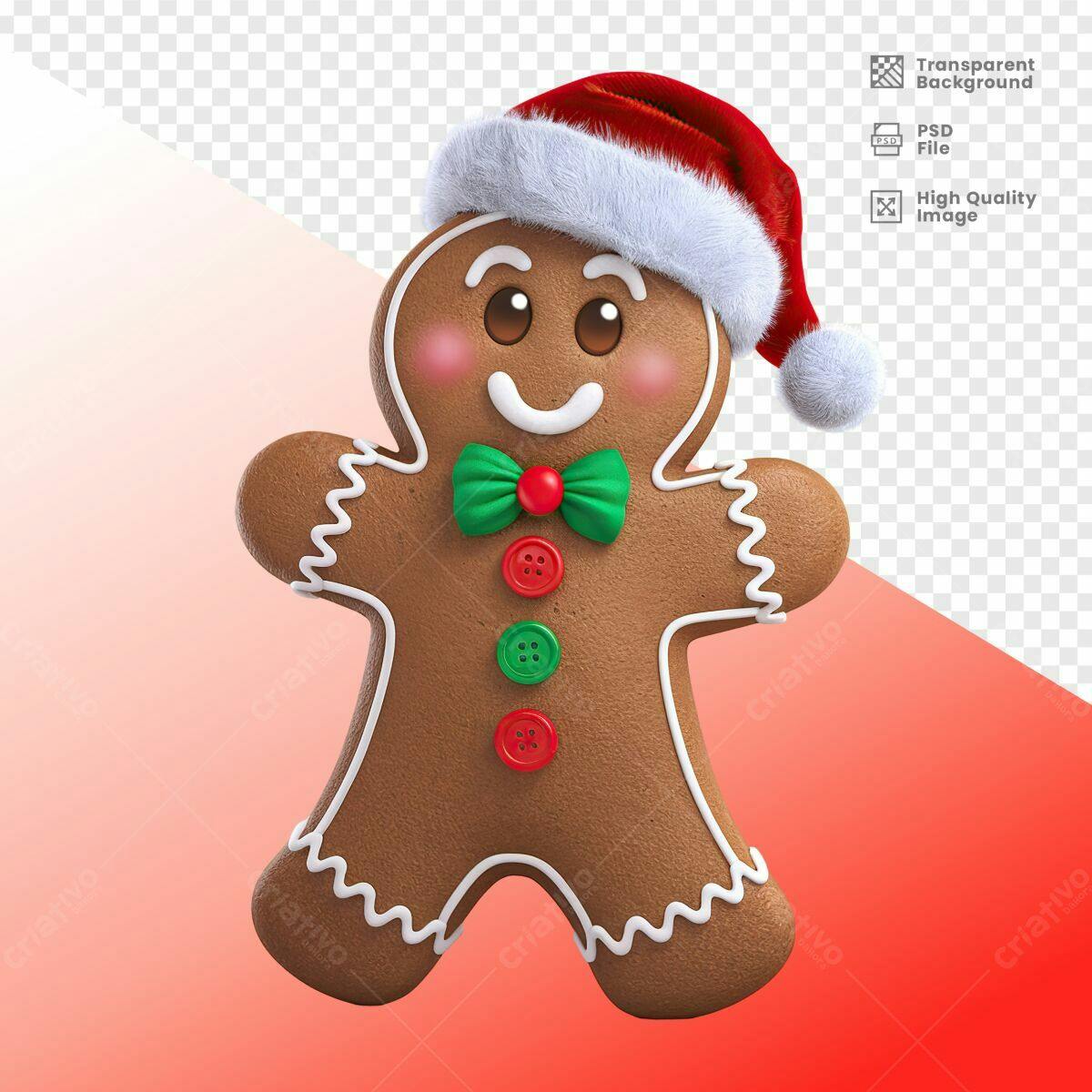 Boneco de Gengibre Natalino PSD Editável