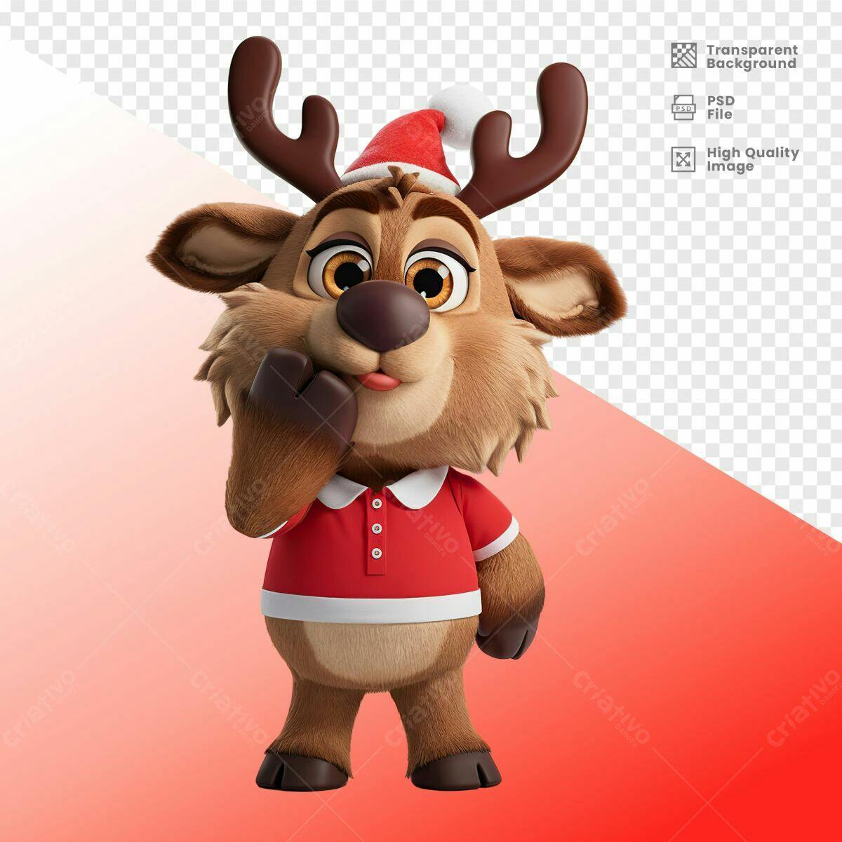 Personagem Rena Natalino PSD Editável