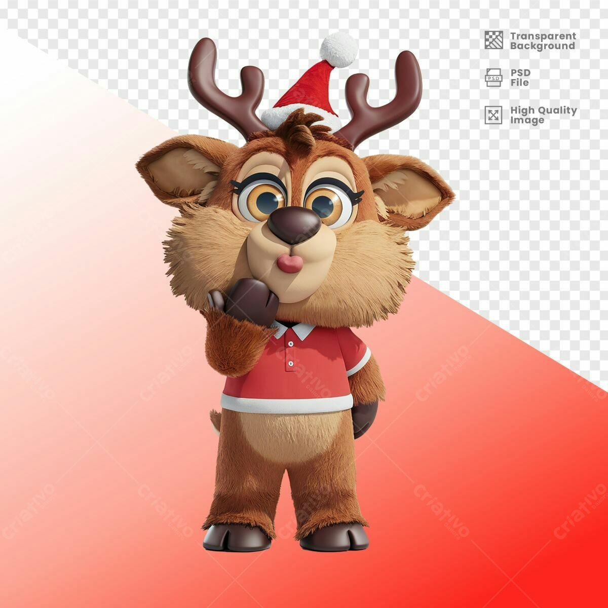 Mascote Rena Natalino PSD Editável