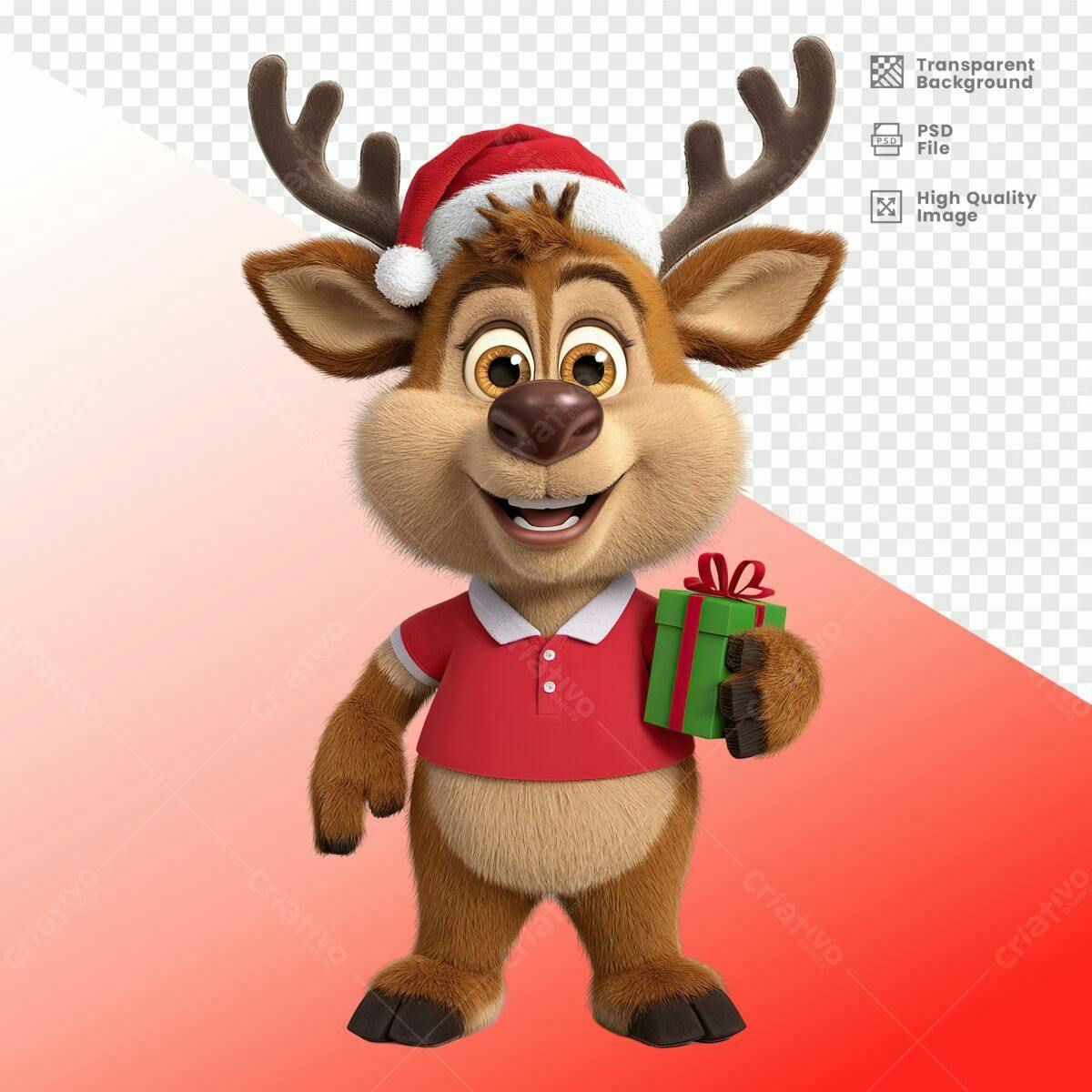 Personagem Rena Natalino PSD Editável