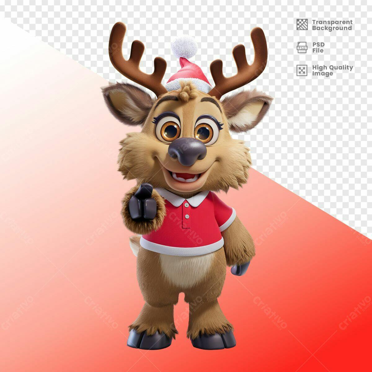 Mascote Rena Natalino PSD Editável