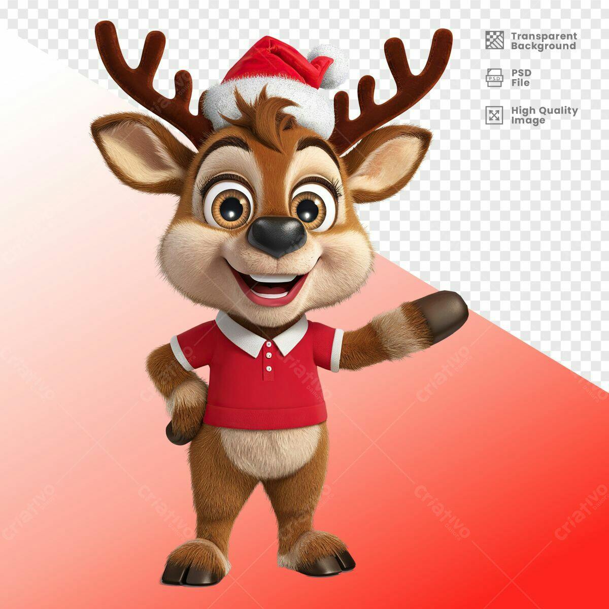 Mascote Rena Natalino PSD Editável