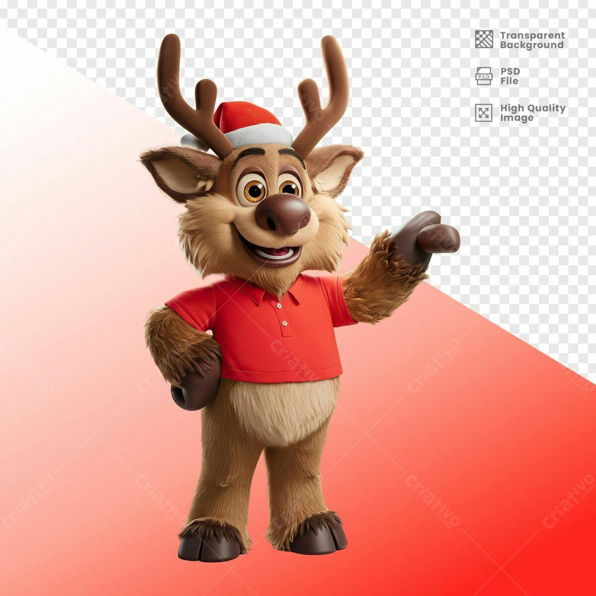 Mascote Rena Natalino PSD Editável