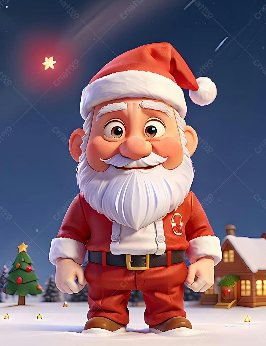 Papai Noel fofo em cenário natalino
