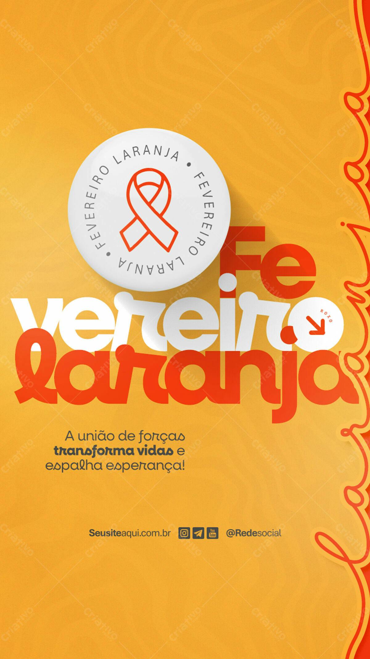 Flyer Fevereiro Laranja PSD Editável