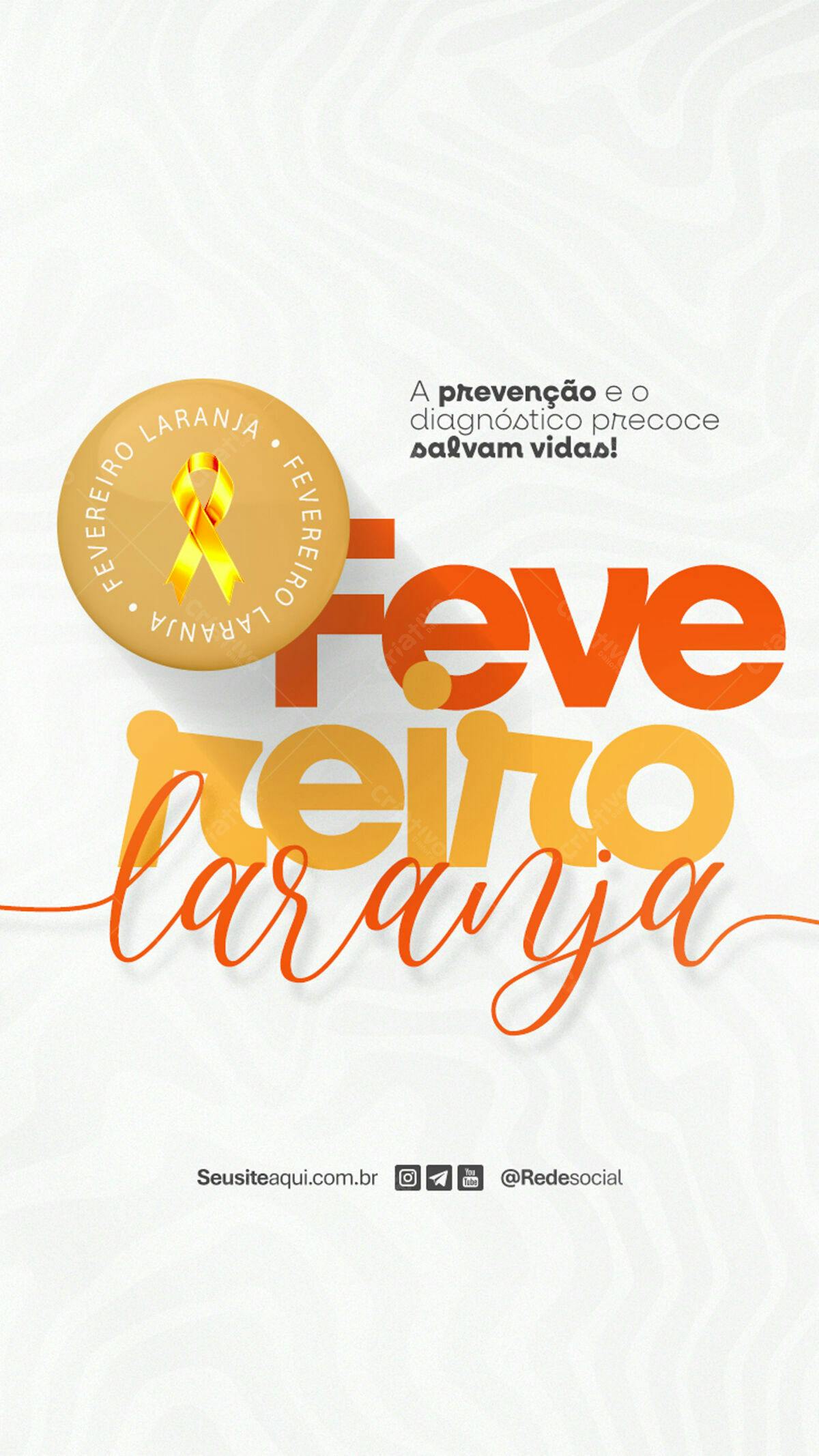 Flyer Fevereiro Laranja PSD Editável