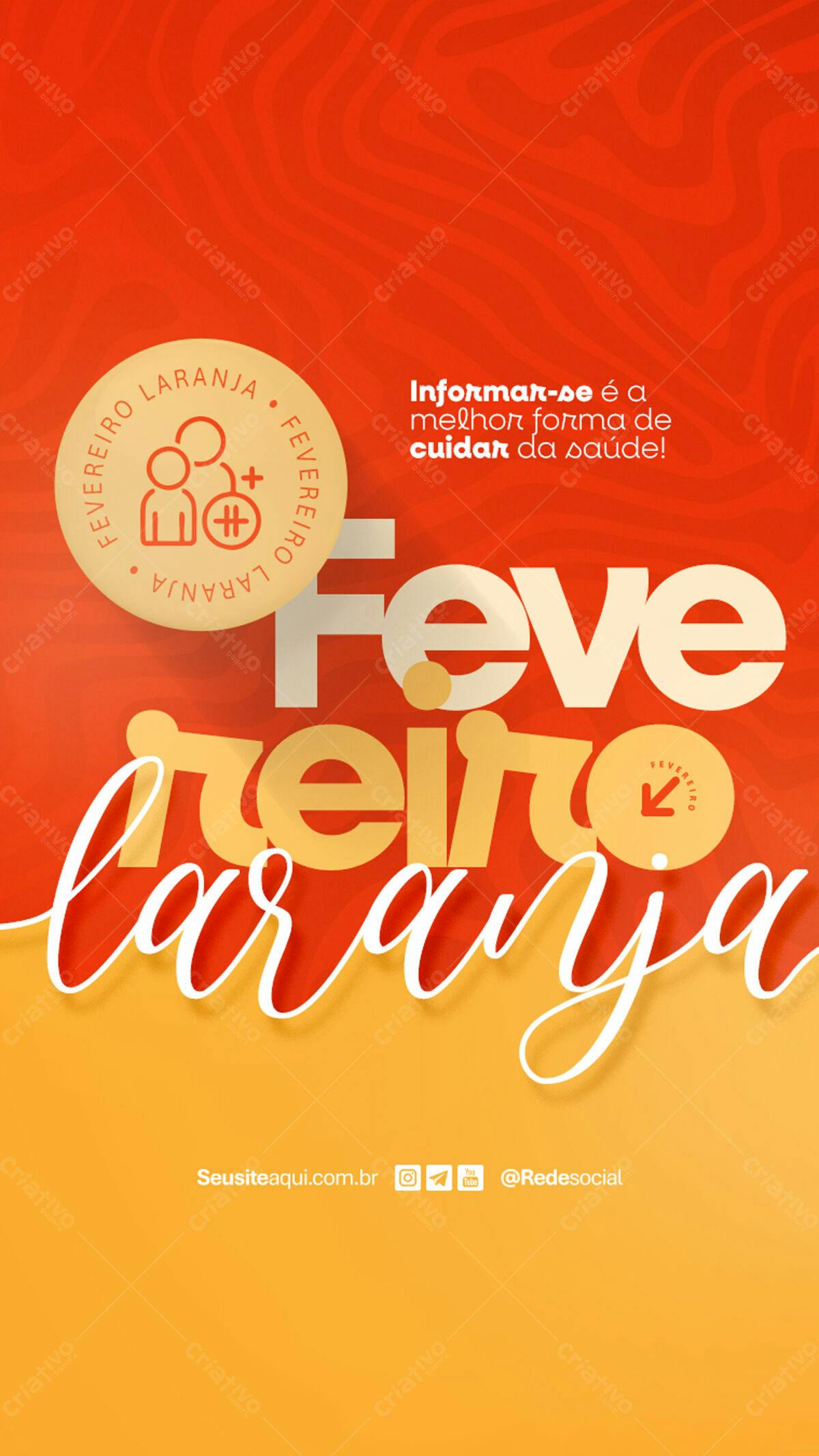 Flyer Fevereiro Laranja PSD Editável