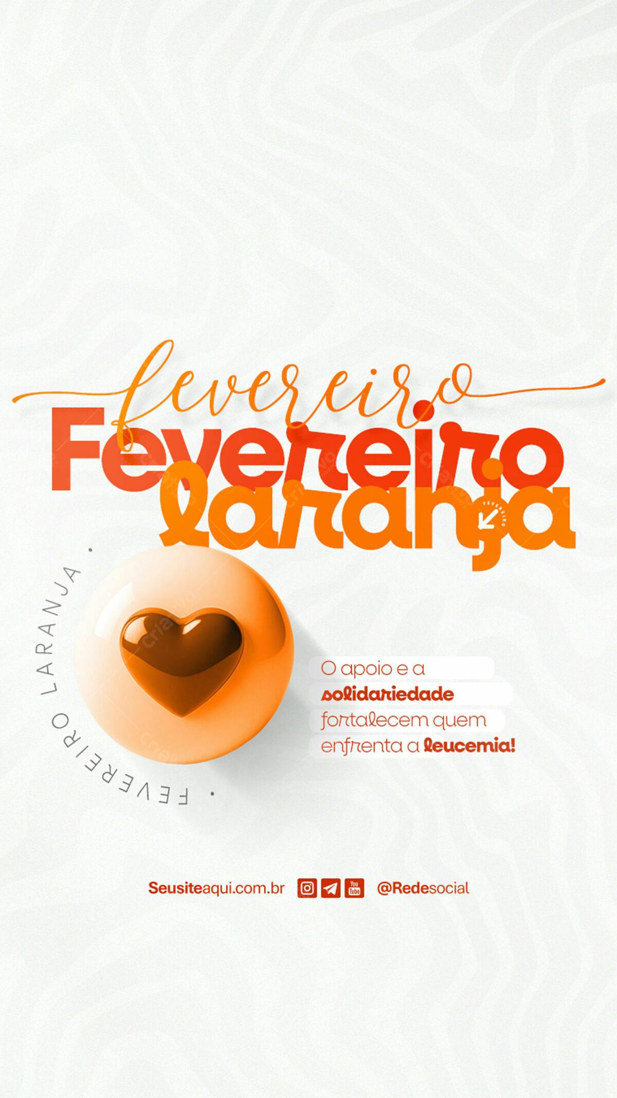 Flyer Fevereiro Laranja PSD Editável
