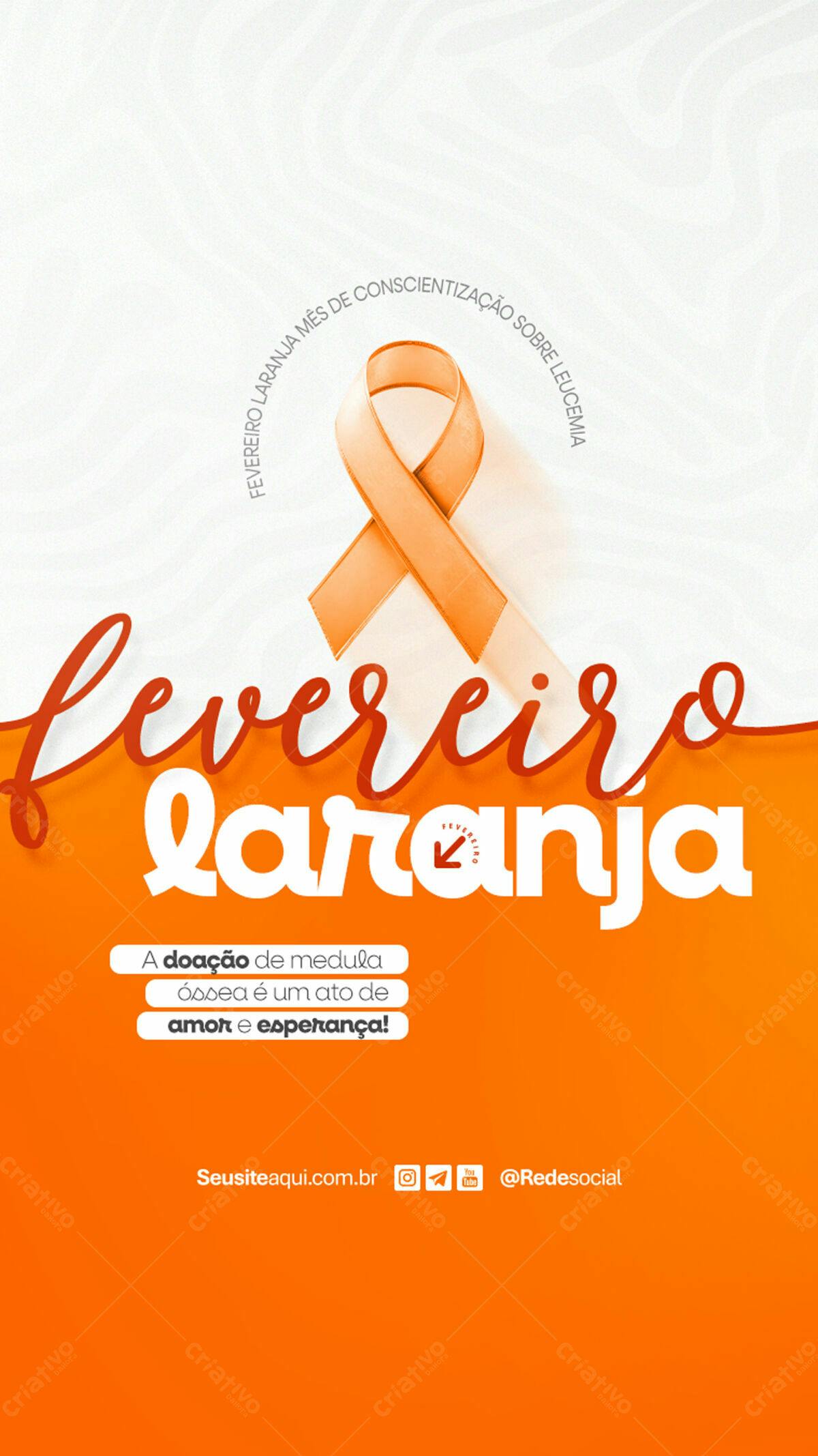 Flyer Fevereiro Laranja PSD Editável