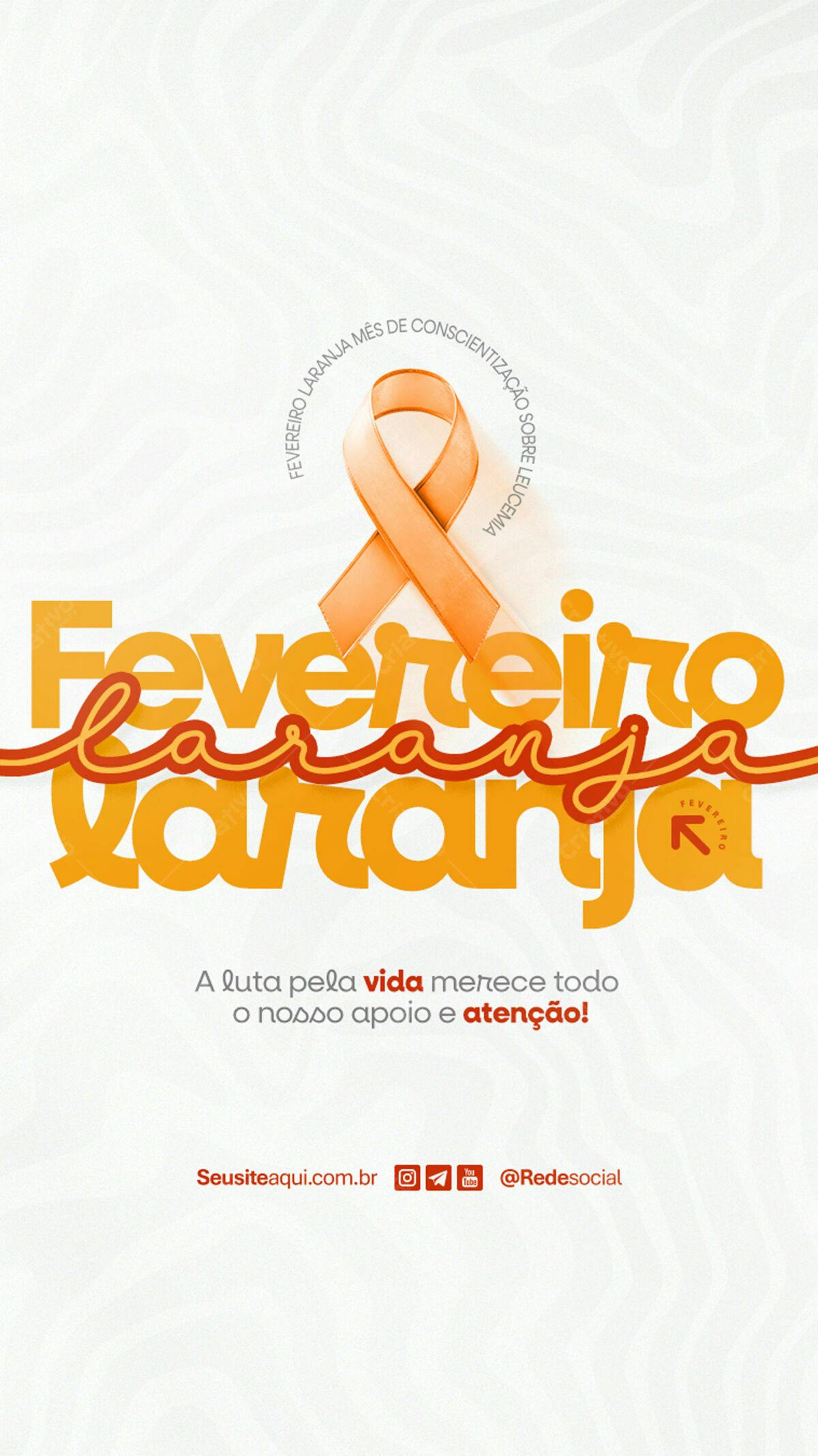 Flyer Fevereiro Laranja PSD Editável