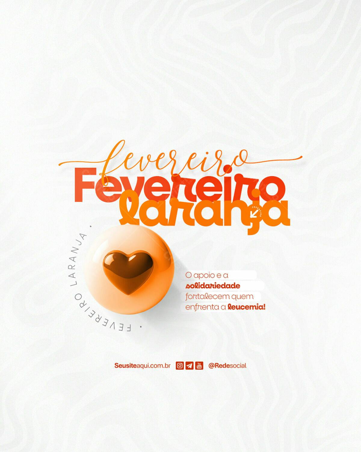 Flyer Fevereiro Laranja PSD Editável