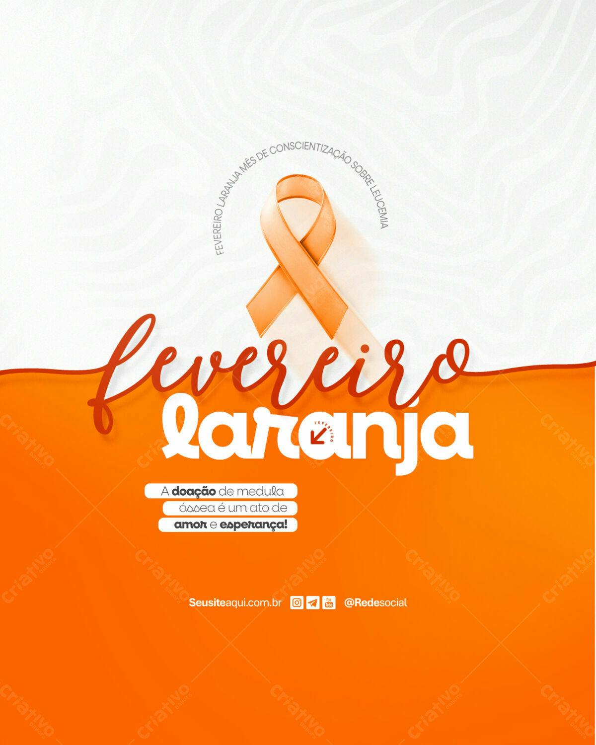 Flyer Fevereiro Laranja PSD Editável