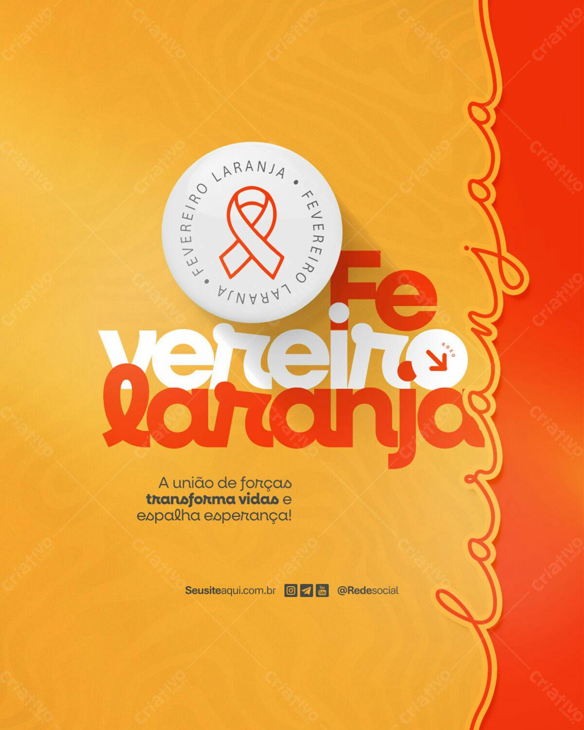 Flyer Fevereiro Laranja PSD Editável