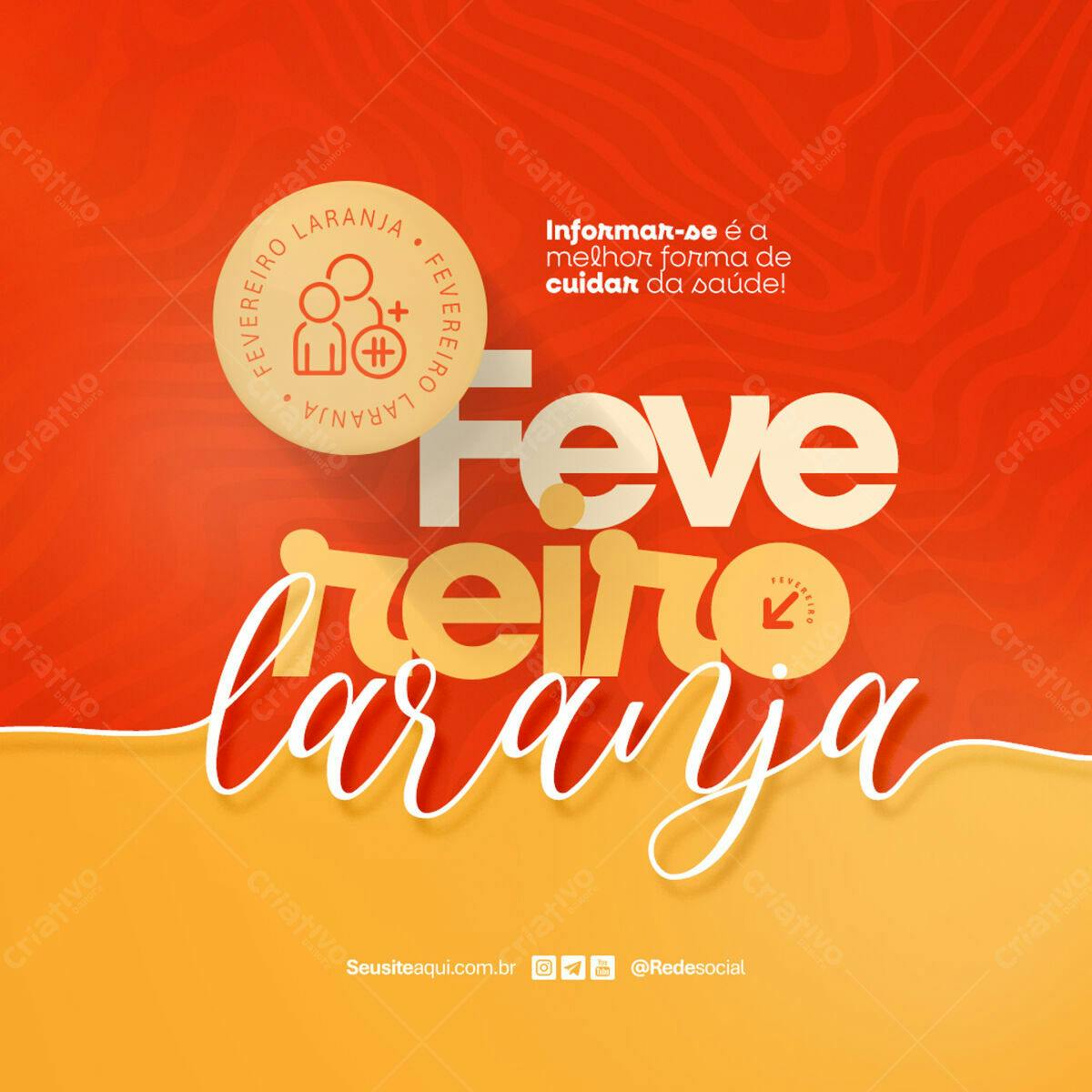 Flyer Fevereiro Laranja PSD Editável