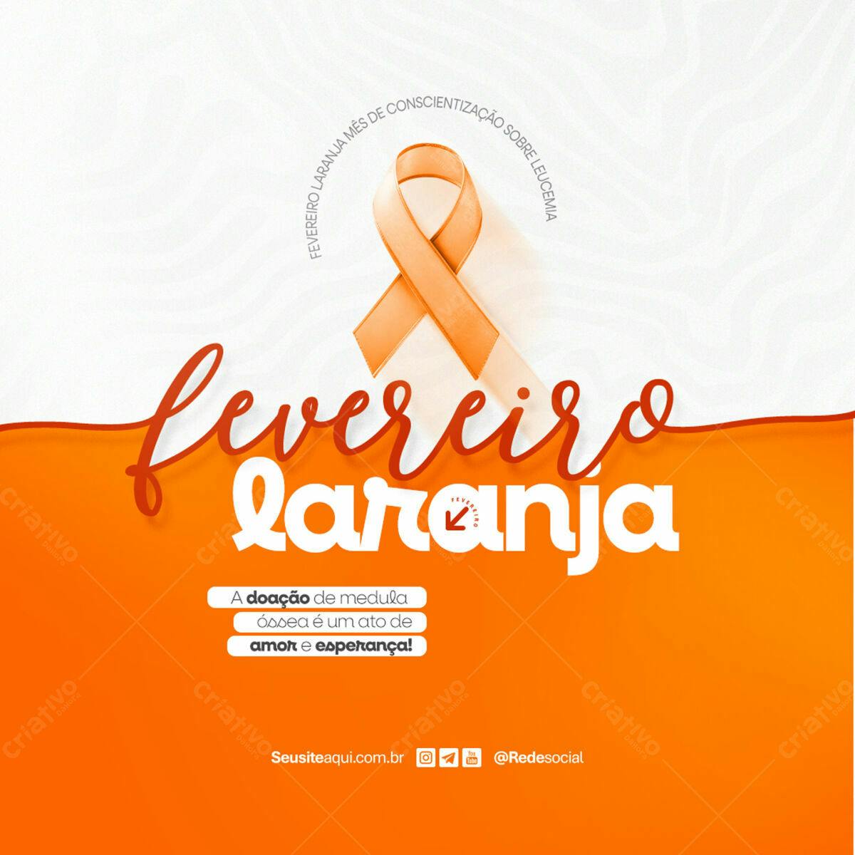 Post para Fevereiro Laranja PSD Editável