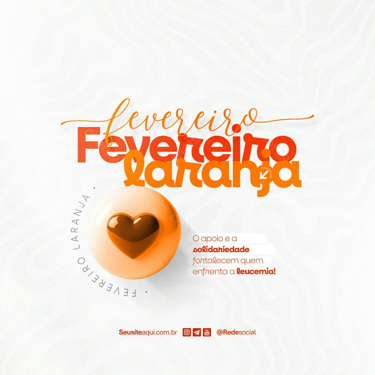 Flyer Fevereiro Laranja PSD Editável
