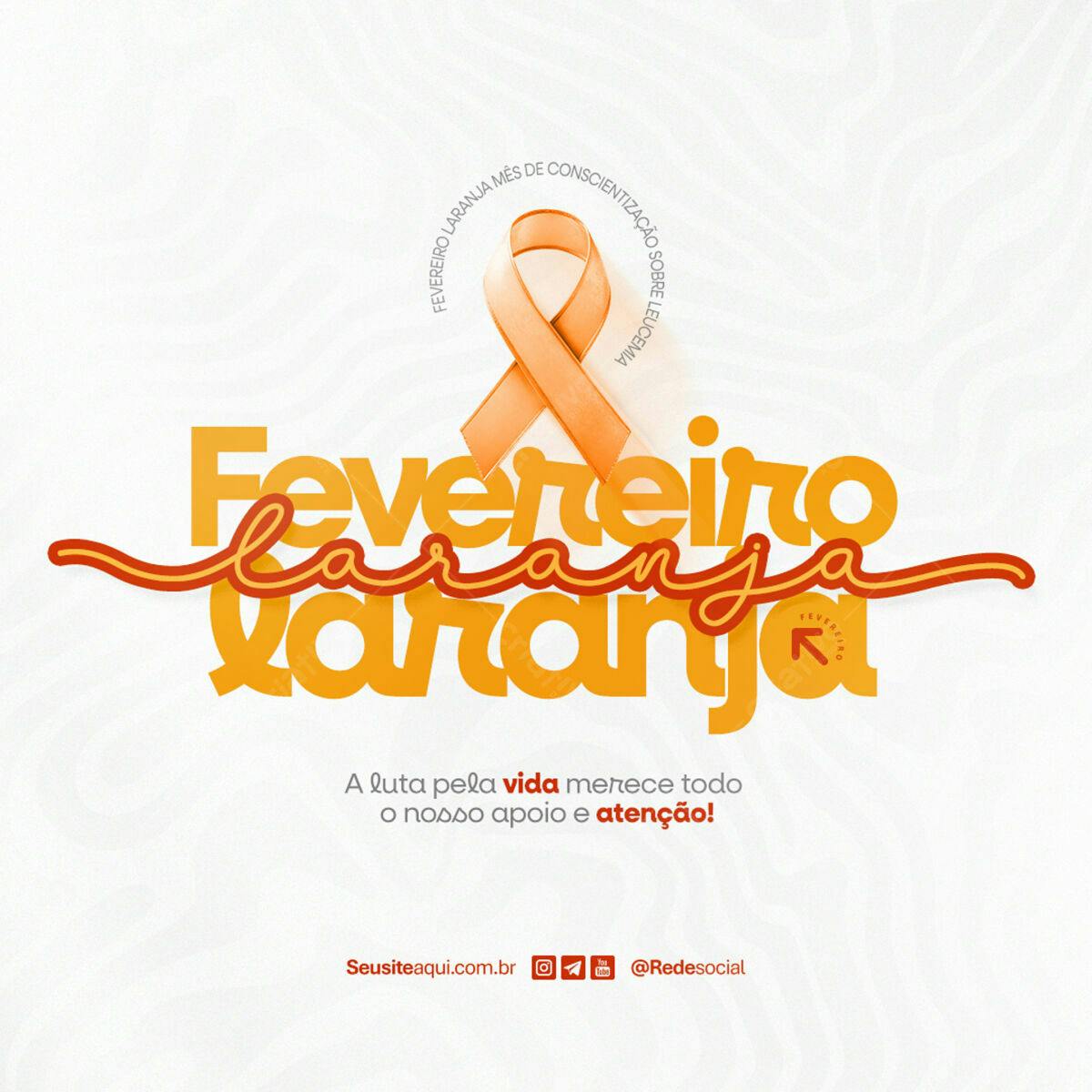 Post para Fevereiro Laranja PSD Editável