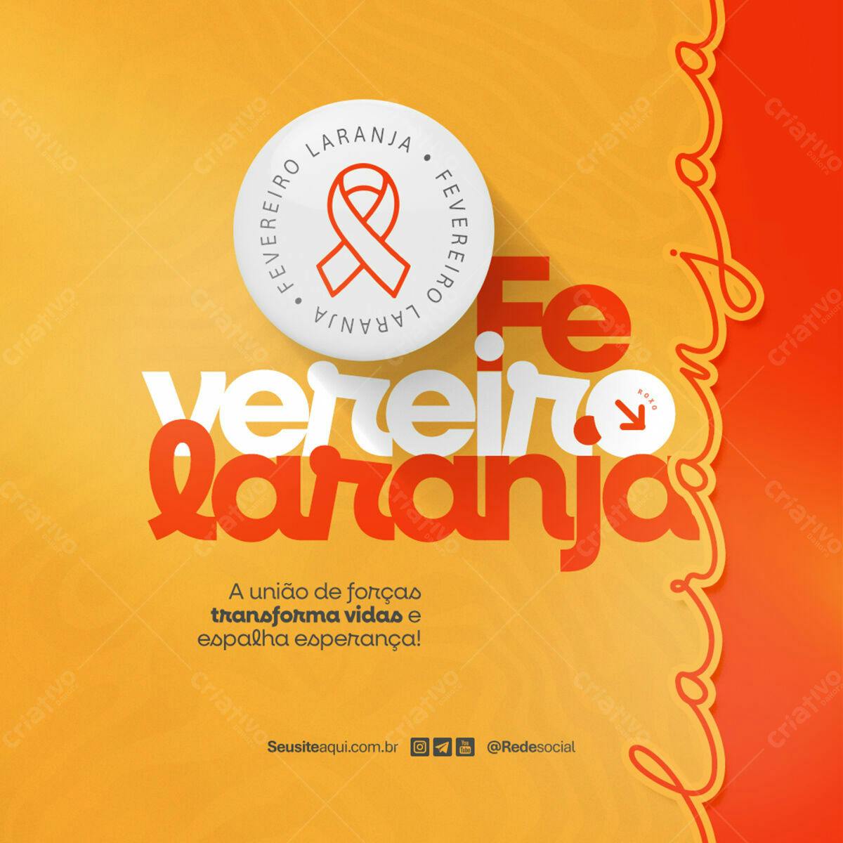 Flyer Fevereiro Laranja PSD Editável