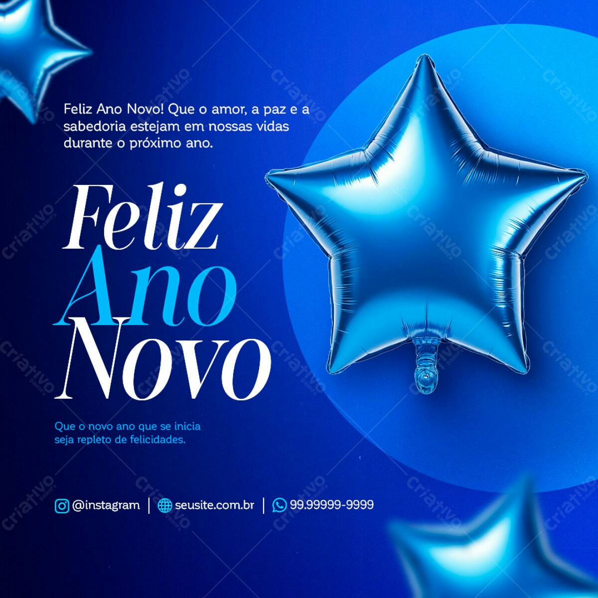 Postagem Ano Novo Azul PSD Editável