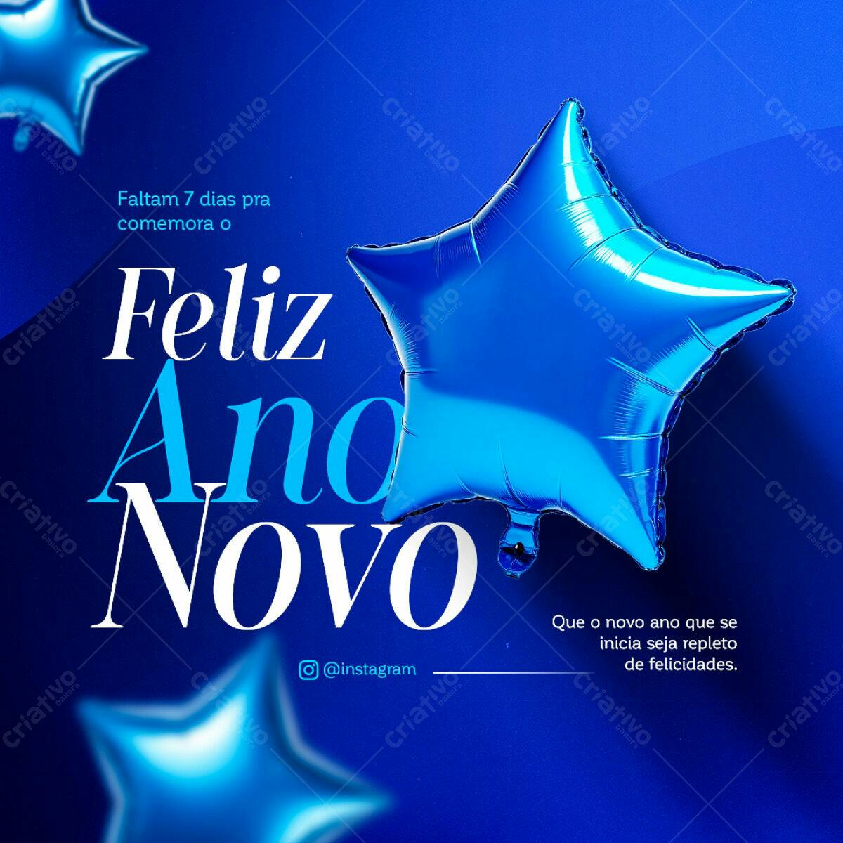 Postagem Instagram Ano Novo Azul PSD Editável