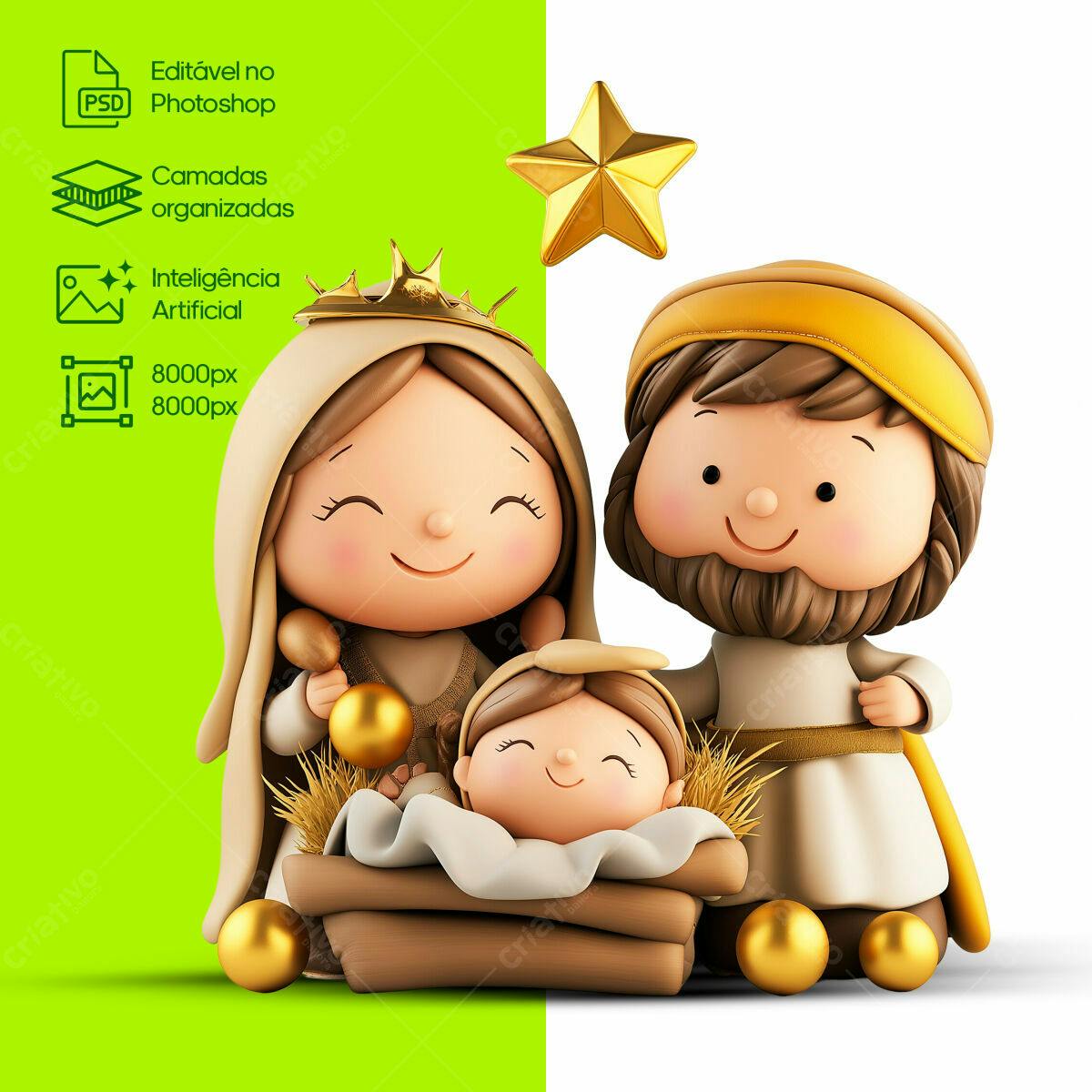 Arte Natalina Família Sagrada PSD Editável