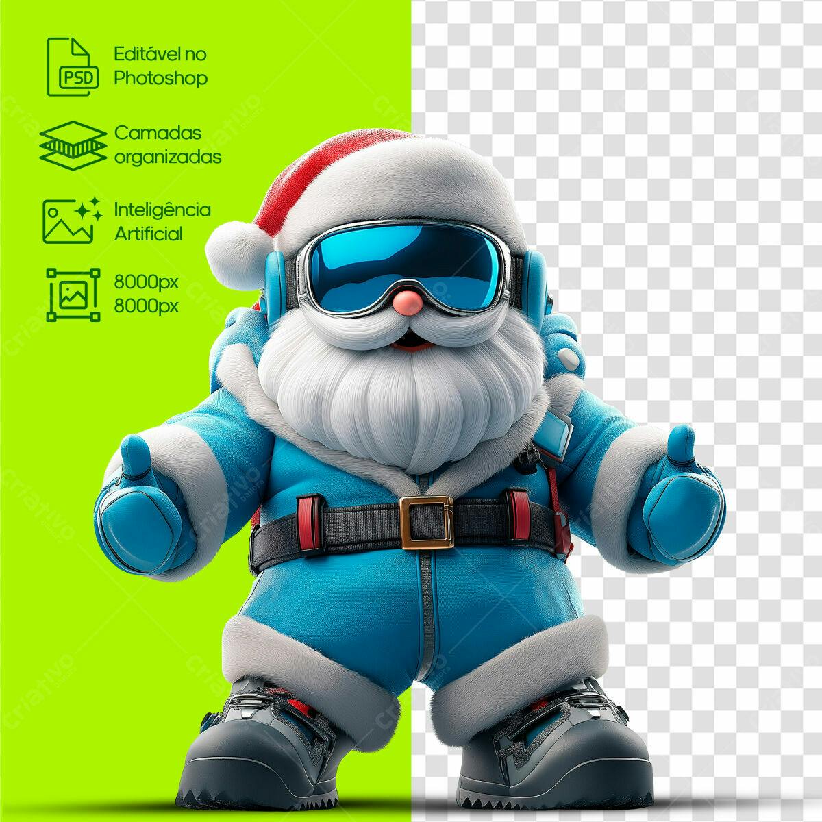 Personagem Papai Noel Moderno para Natal PSD Editável