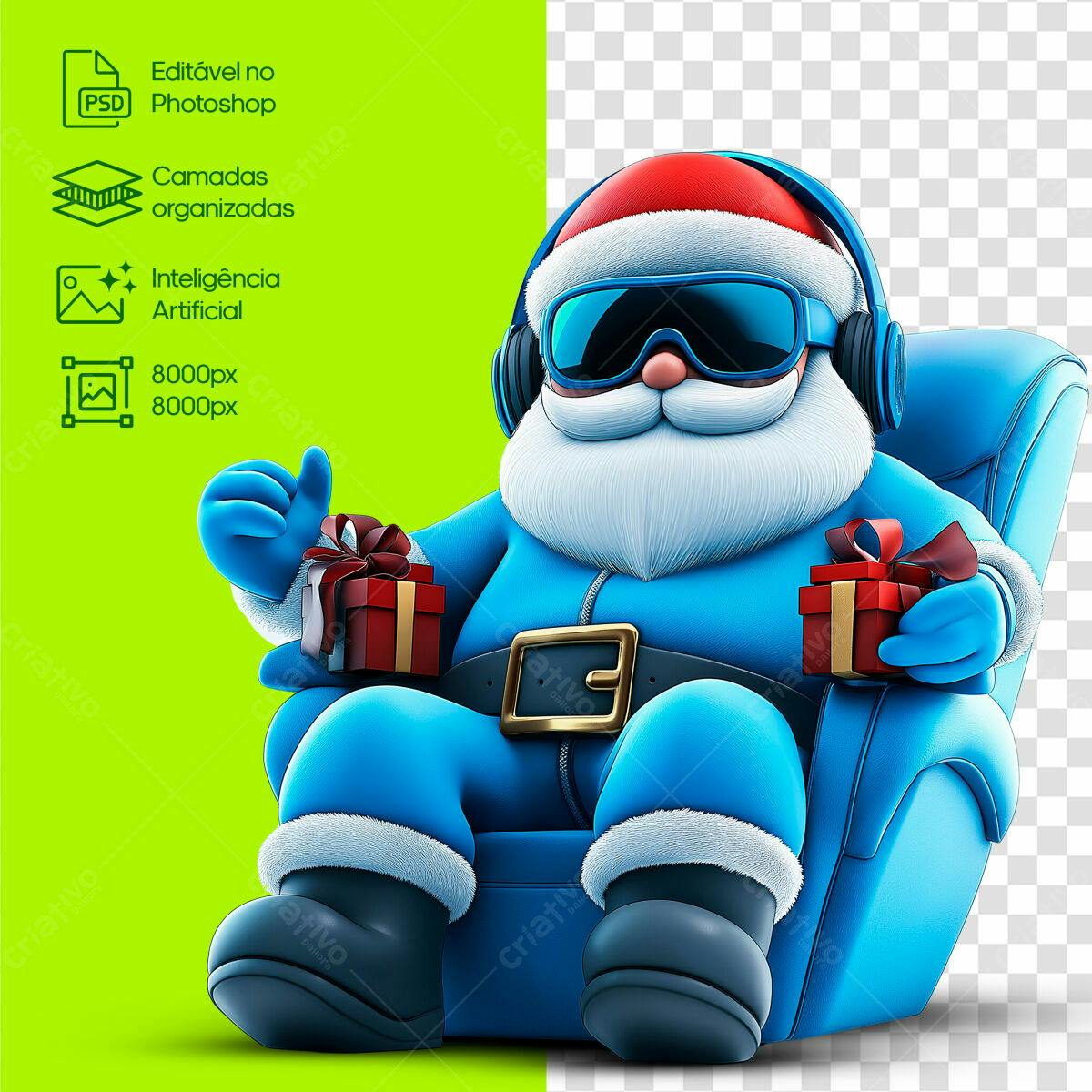 Imagem Natalina Papai Noel Moderno PSD Editável