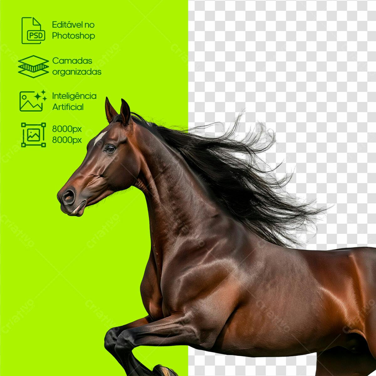 Imagem PSD de Cavalo Marrom Correndo